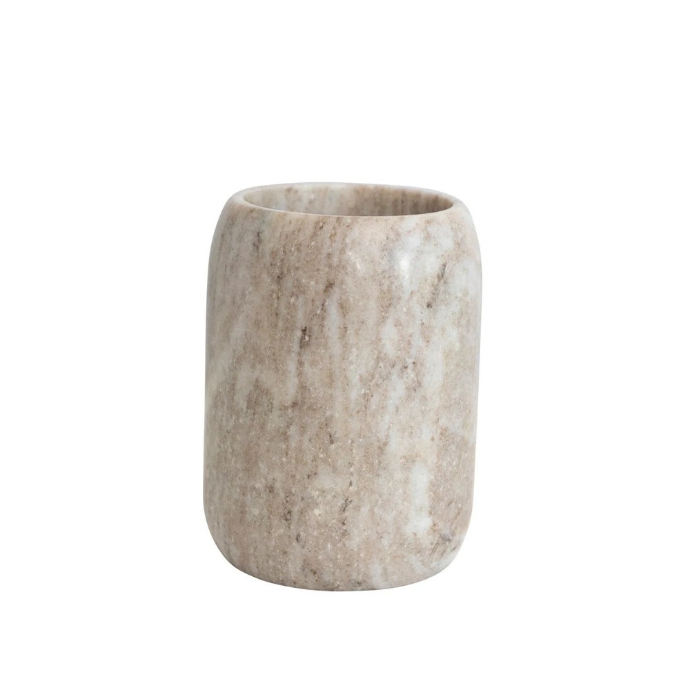 Buff Marble Bottle Holder Wine Chiller Kitchen Utensil Crock 4.5x6 Round Stone